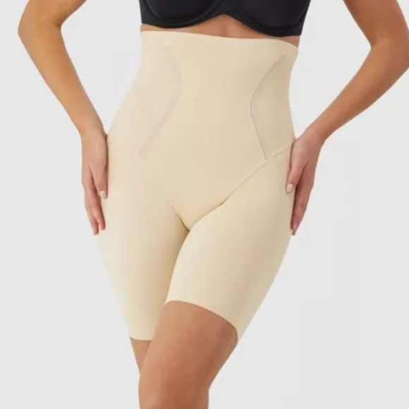 Maidenform Beige High Waist Firm Thigh Slimmer Shaping Shorts Sz 3XL Plus NEW - Picture 1 of 15